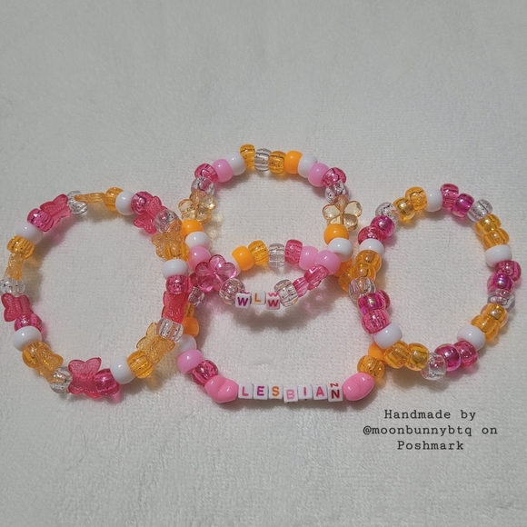 Handmade Jewelry - Handmade stacking bracelet "lesbian" LGBT pride 🏳️‍🌈 beaded kandi